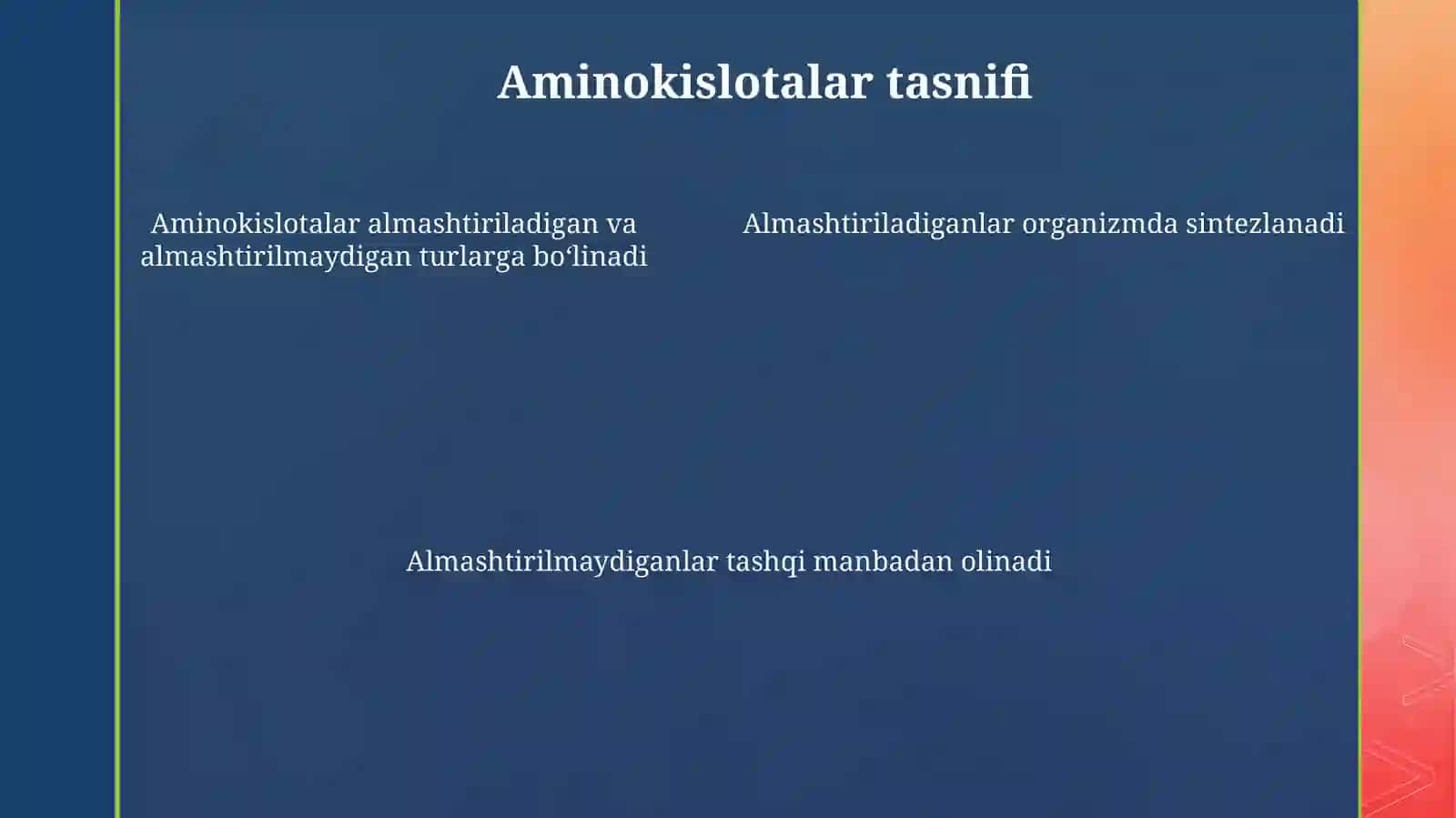 Oʻrni qoplanmaydigan aminokislotalar 4