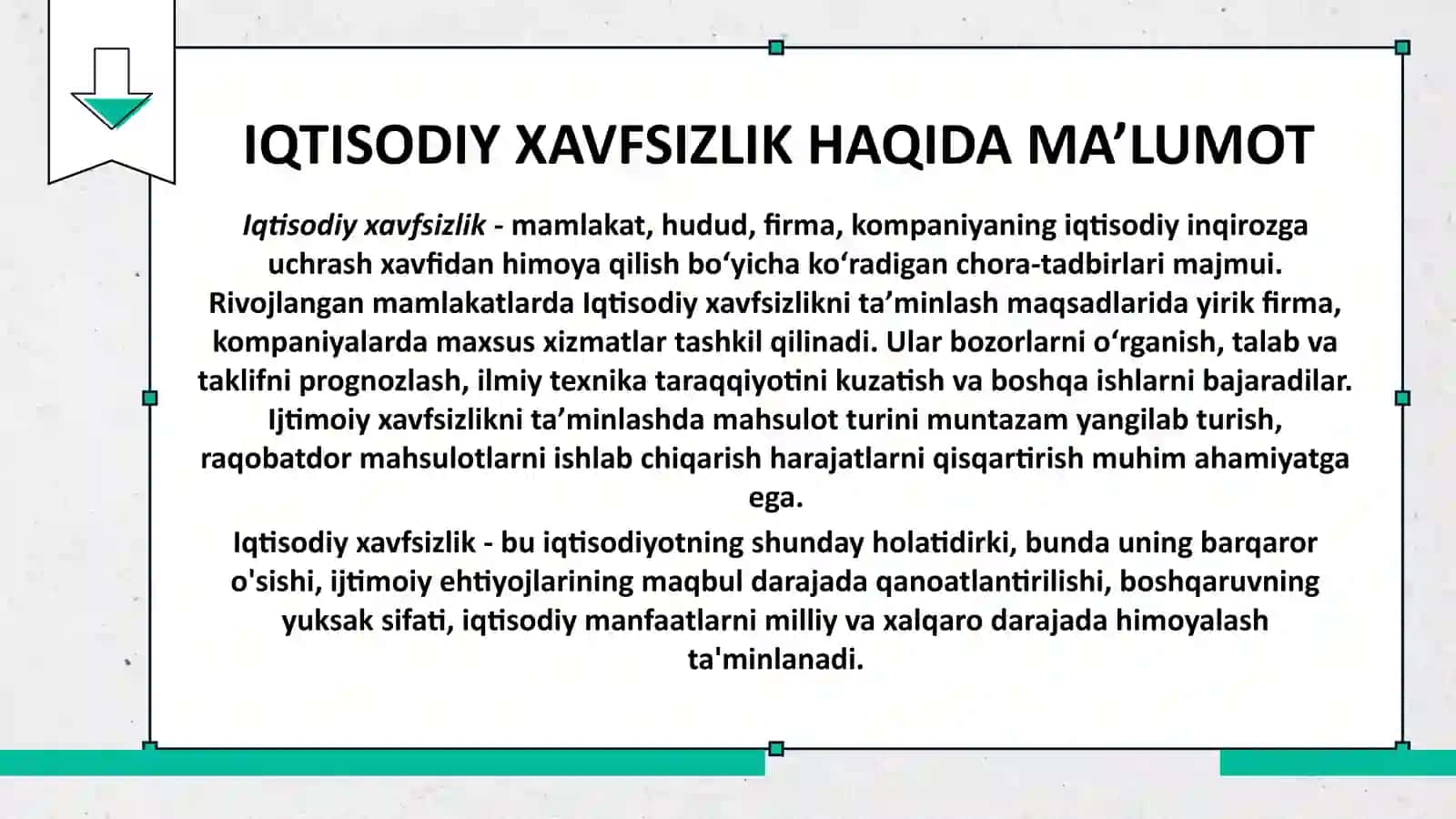 IQTISODIY XAVFSIZLIK HAQIDA MA’LUMOT 4