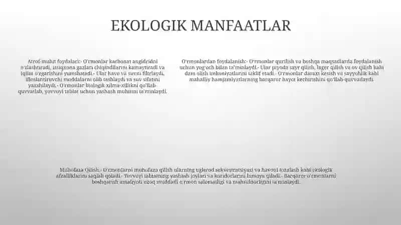 OʻRmonlardan Foydalanish Va Muhofaza Qilish 4