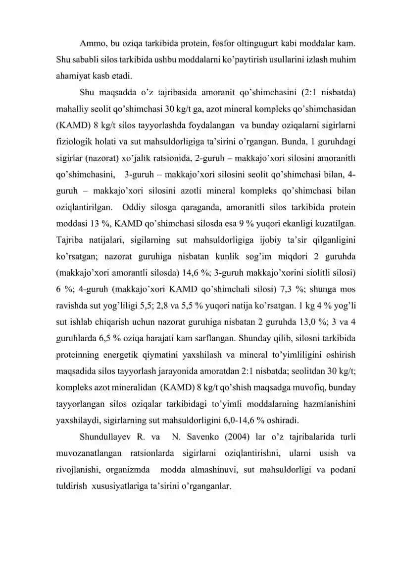 Sigirlarning sut maxsuldorligiga oziqlantirish omilining ta’siri 4