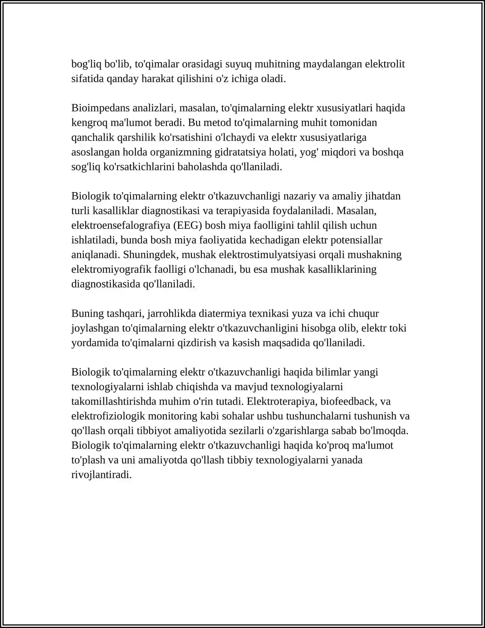 BIOLOGIK TO'QIMALARLARNING ELEKTR O'TKAZUVCHANLIGI 4