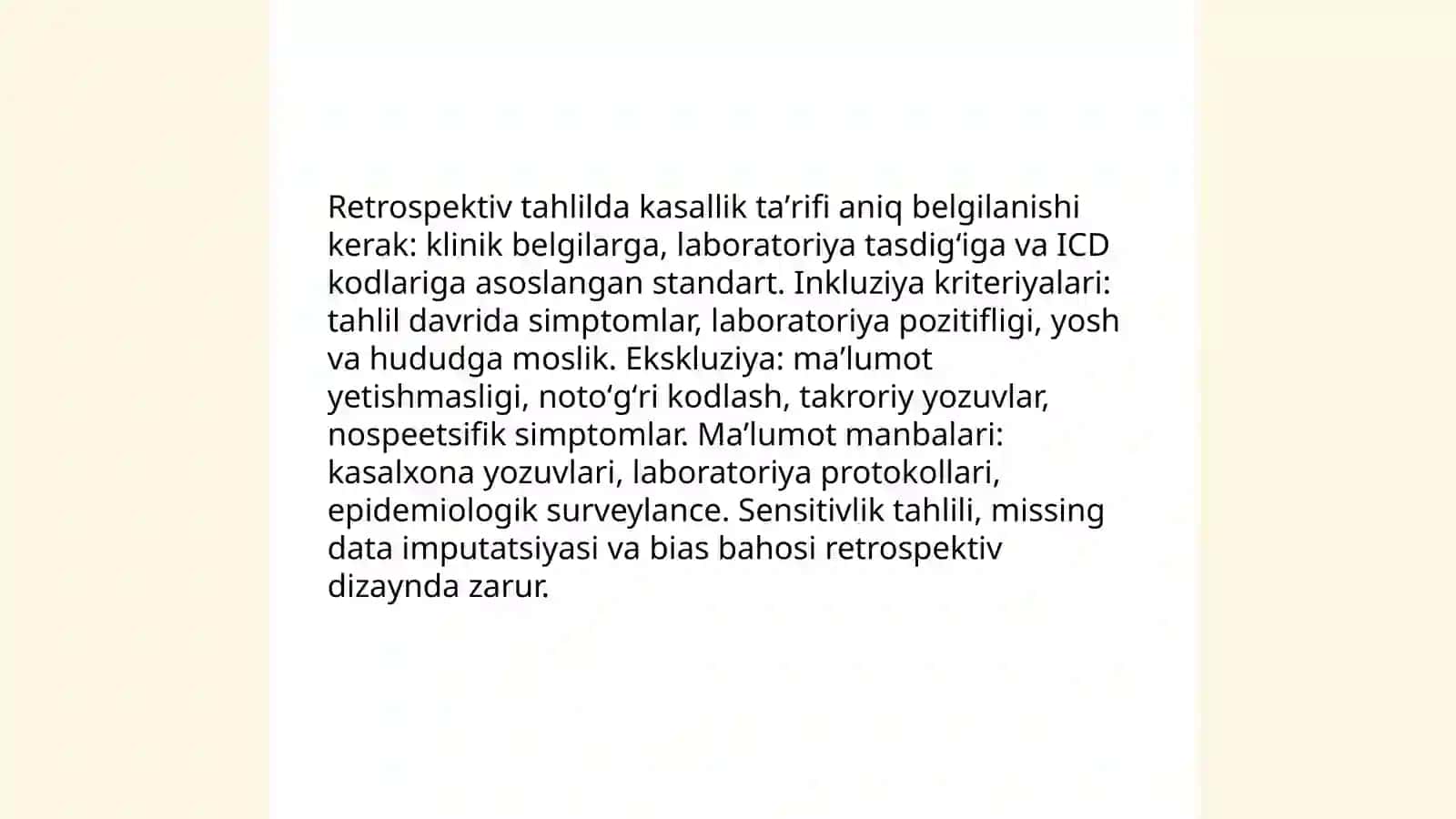 Retrospektiv epidemiyologik ma'lumotlar 4