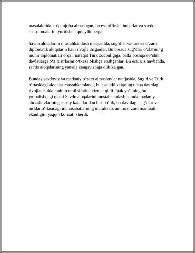 ILK OʻRTA ASRLAR SIVILIZATSIYASIDA TURK - SUGʻD MUNOSABATLARI 4