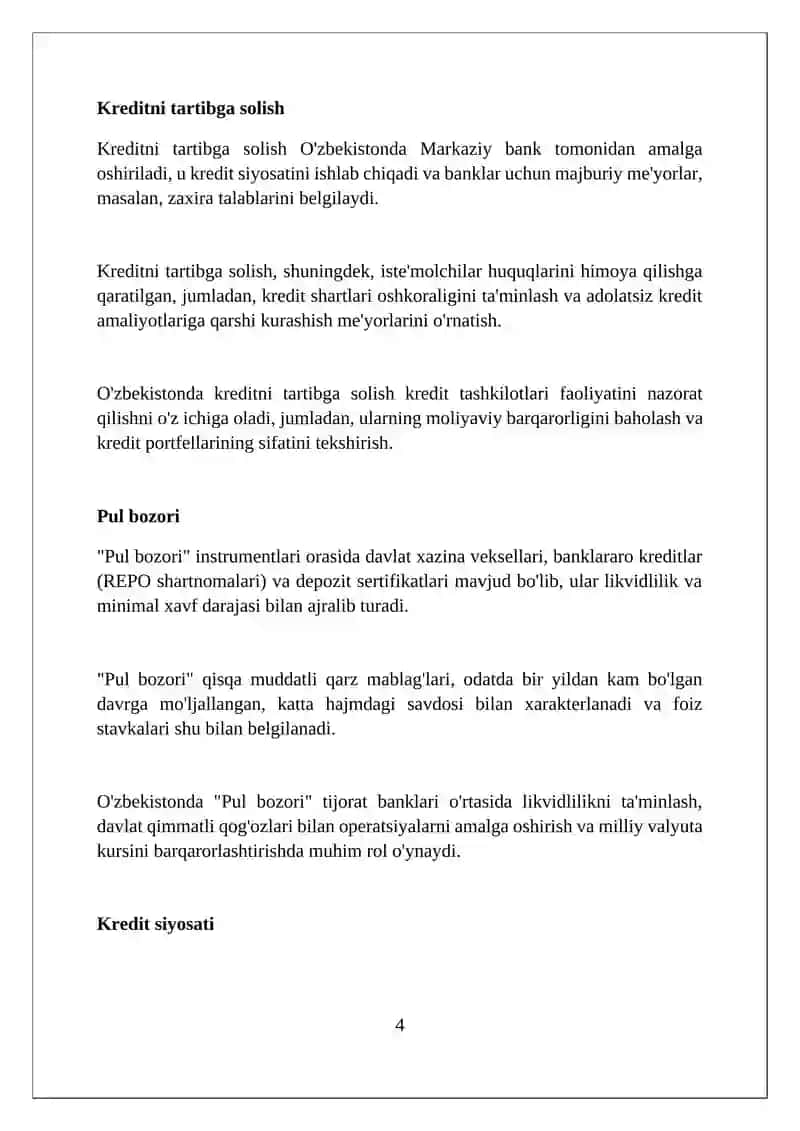 Kredit tizimi va uning tarkibi 4