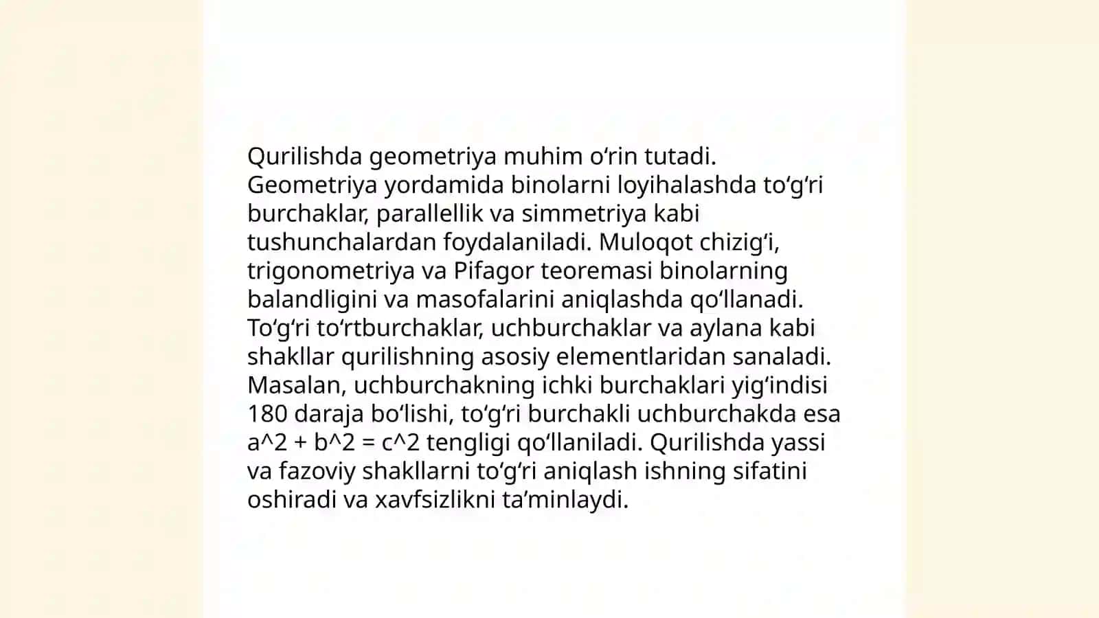 Geometriyaning hayotga tatbiqlari 4