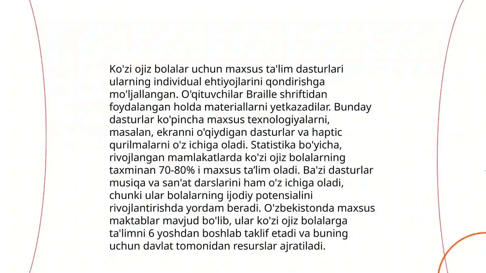 Ko'rishda nuqsoni bolgan bolalarda bilim, o'yin, mehnat faoliyati usullarini shakllantirish 4