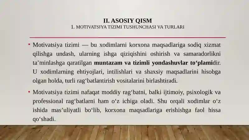 Korxona Uchun Motivatsiya Tizimini Ishlab Chiqish Va Sinovdan O'tkazish 4