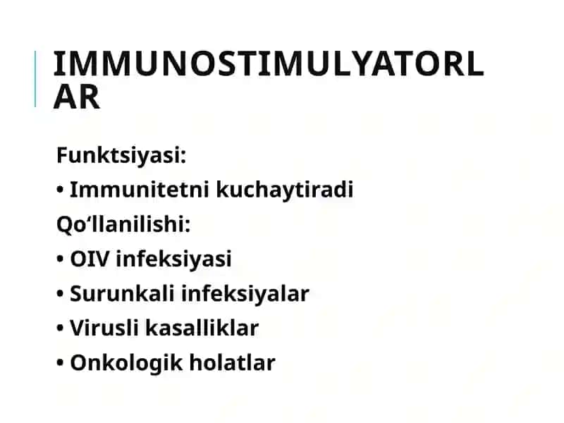 Immuntizimiga ta'sir etuvchi dorivositalari. Vitaminlar 4