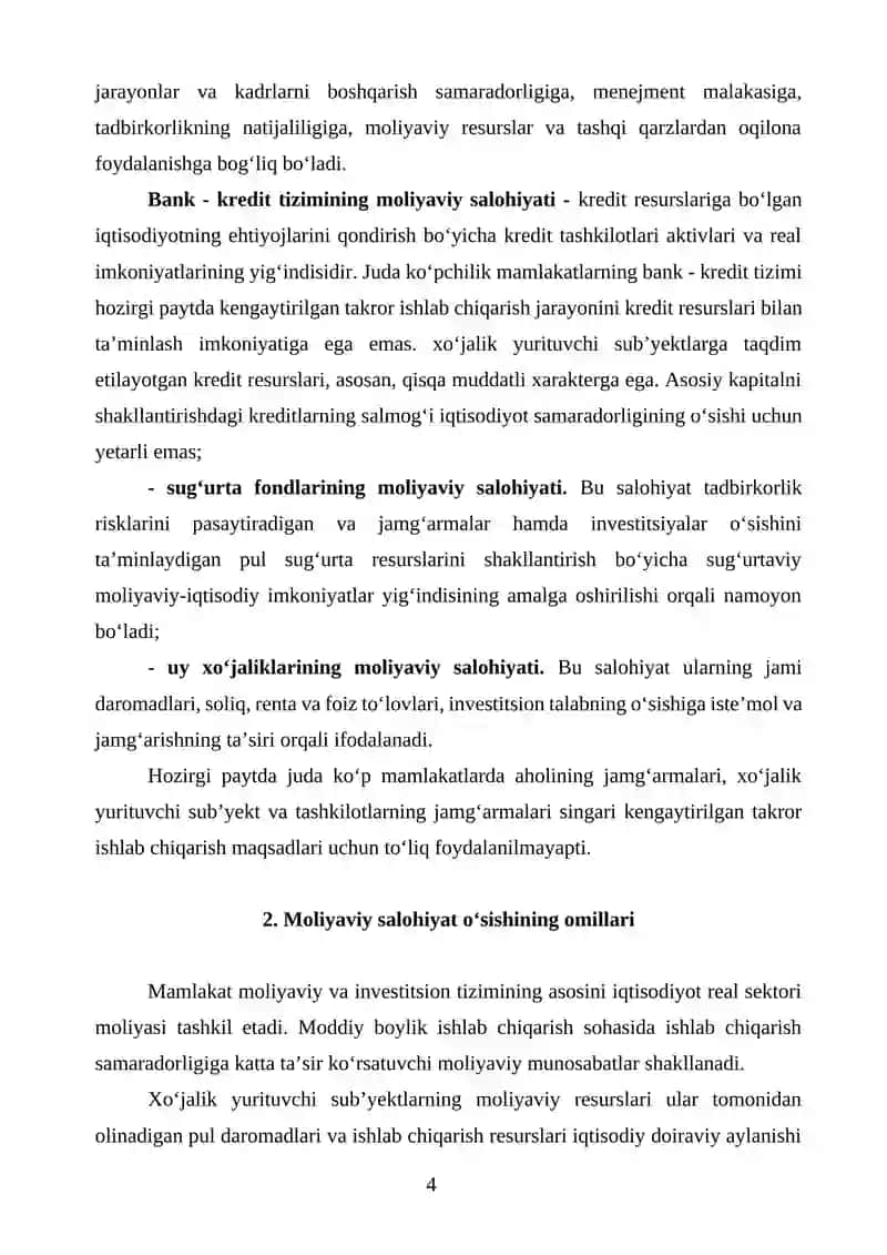 XO‘JALIK YURITUVCHI SUB’YEKTLAR MOLIYASI– DAVLAT MOLIYAVIY SALOHIYATINING ASOSI 4