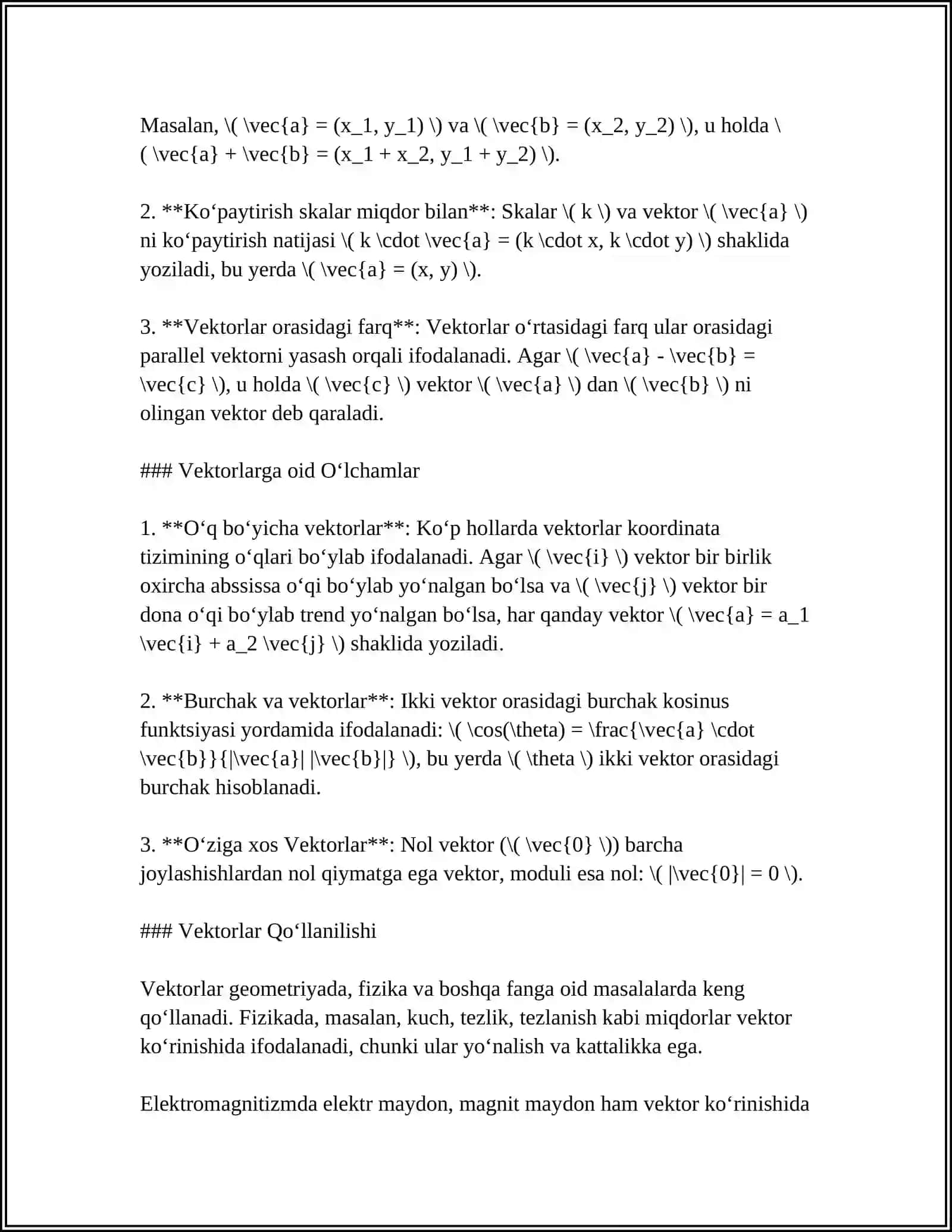 VEKTORLAR VA ULARNING USTIDA AMALLAR 4