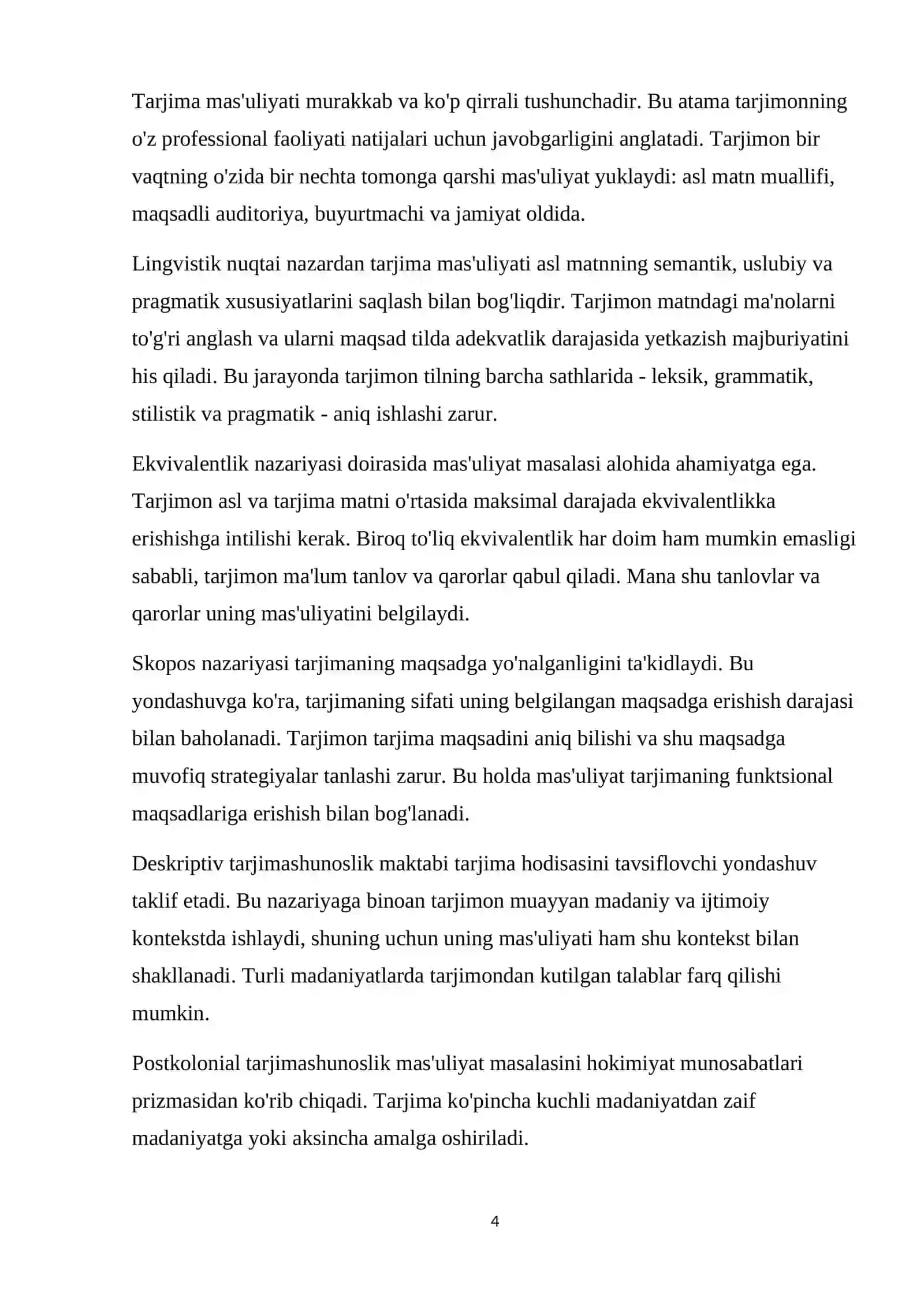 TARJIMANING MA'SULIYATI: NAZARIY YONDASHUVI 4
