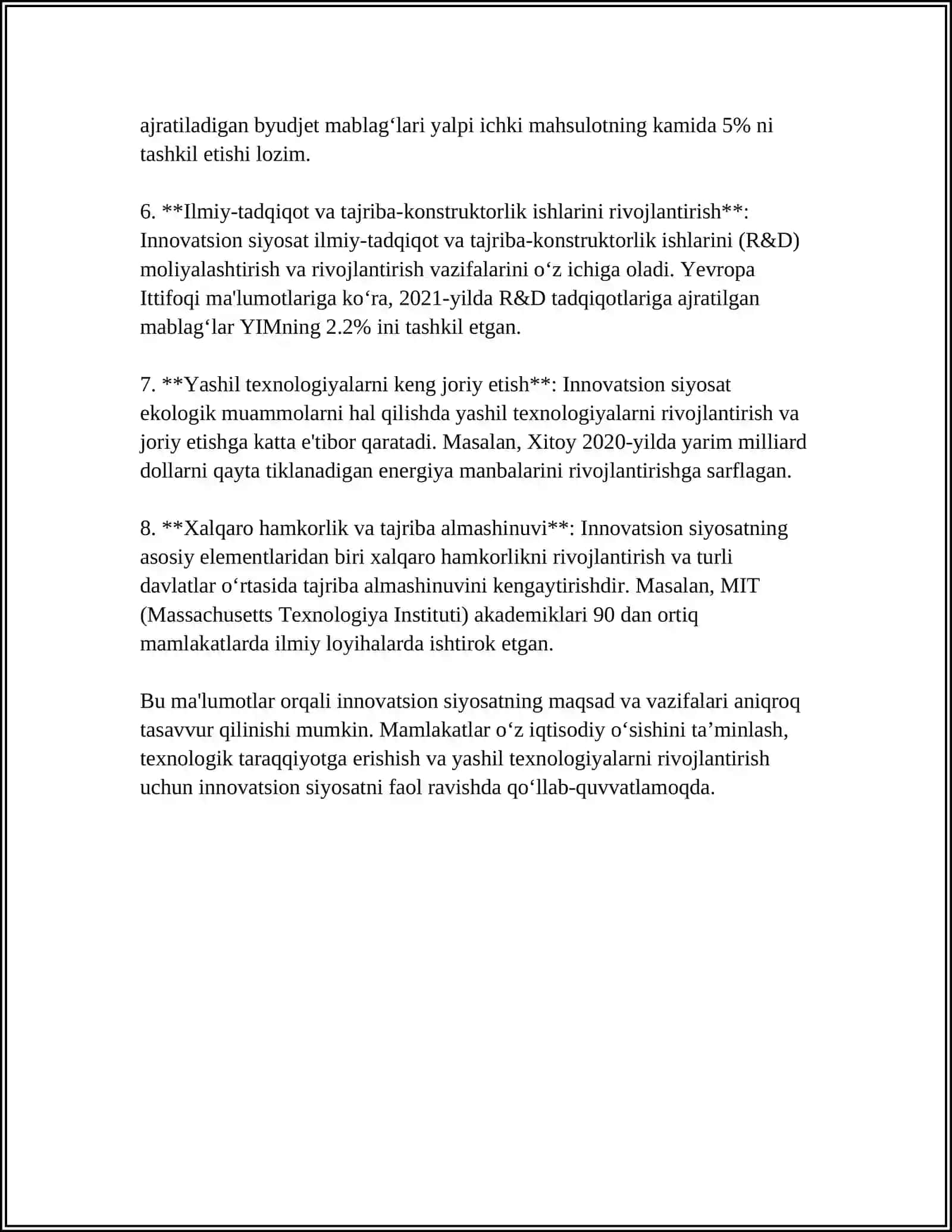 INNOVATSION SIYOSAT KONSEPSIYASINING UMUMIY QOIDALARI 4