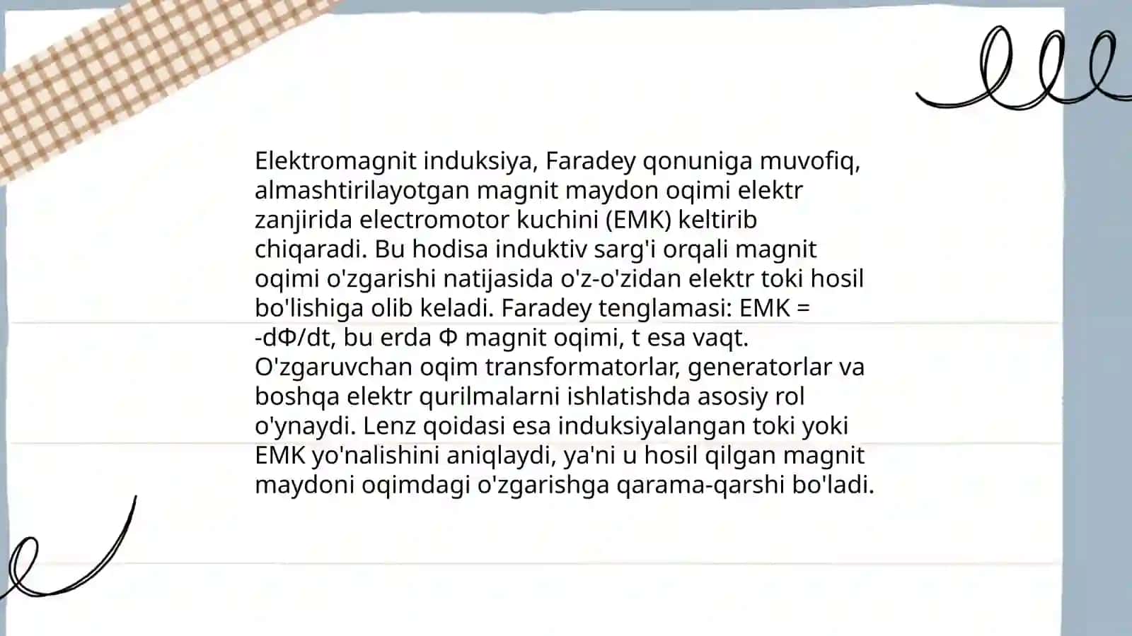 Faradeyning ikkinchi qonuni mavzusi 4