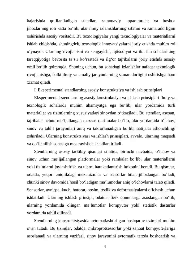 Eksperimental Tadqiqotlarni Bajarishda Qo‘llaniladigan Stendlar, Zamonaviy Apparaturalar va Boshqa Jihozlardan Foydalanish 4