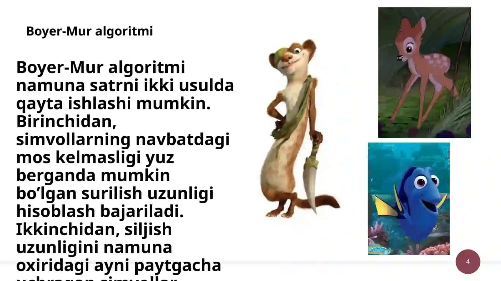 Namuna bilan qiyoslash algoritmlari 4