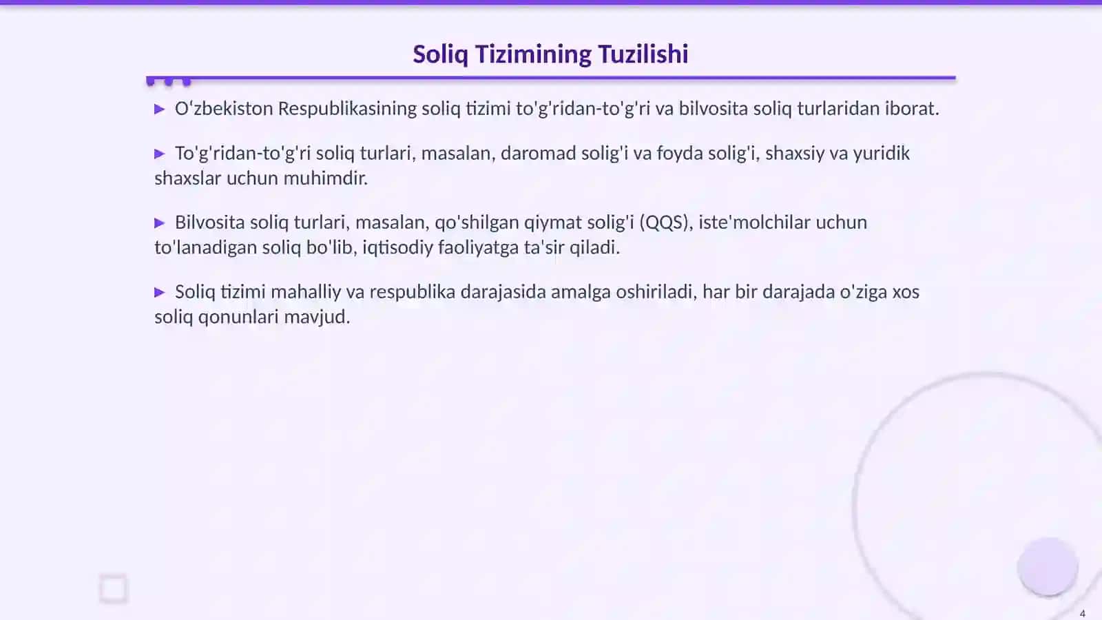 O‘zbekiston Respublikasining Soliq Tizimiga Umumiy Tavsif 4