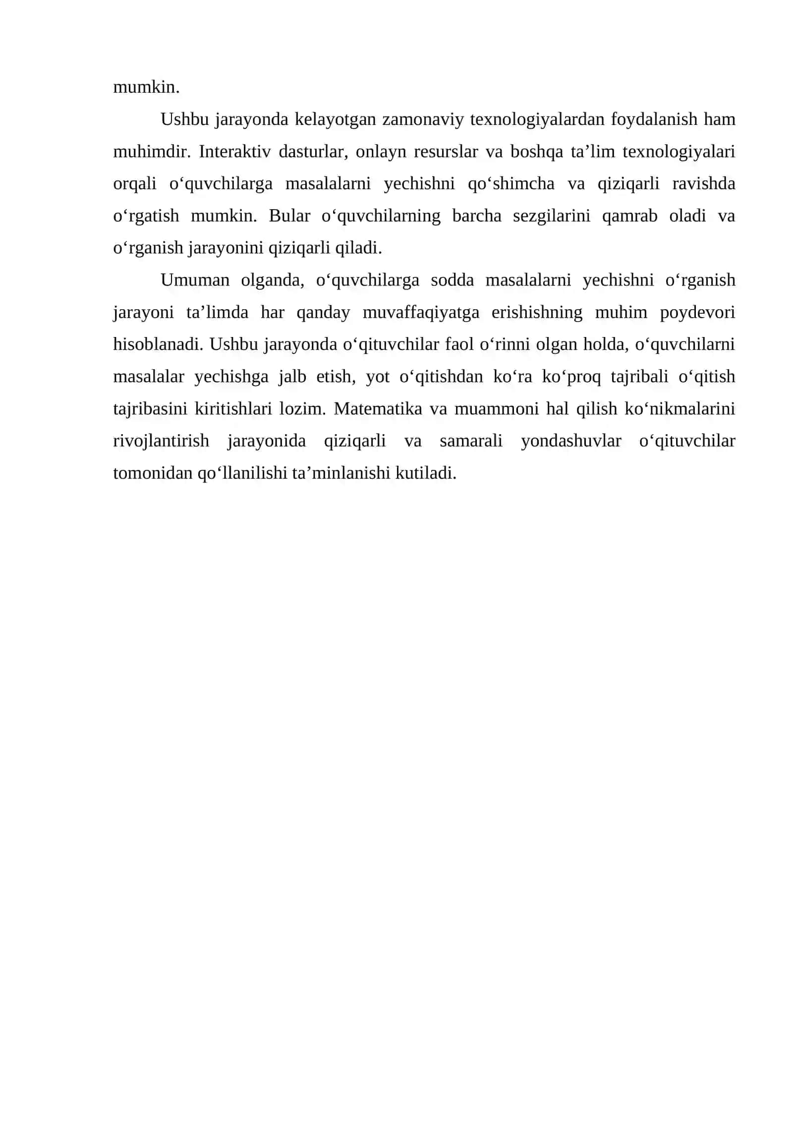 O`QUVCHILARGA SODDA MASALALAR YECHISHNI O`RGANISH USULLARI 4