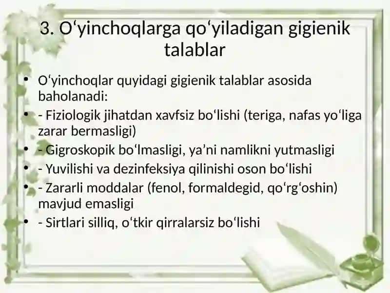 Bolalar o‘yinchoqlariga gigienik baho berish 4