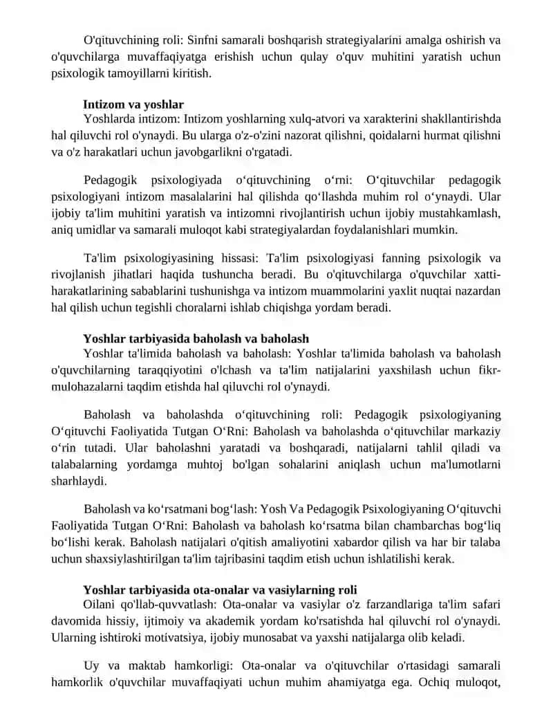 Yosh Va Pedagogik Psixologiyaning O'Qituvchi Faoliyatida Tutgan O'Rni 4