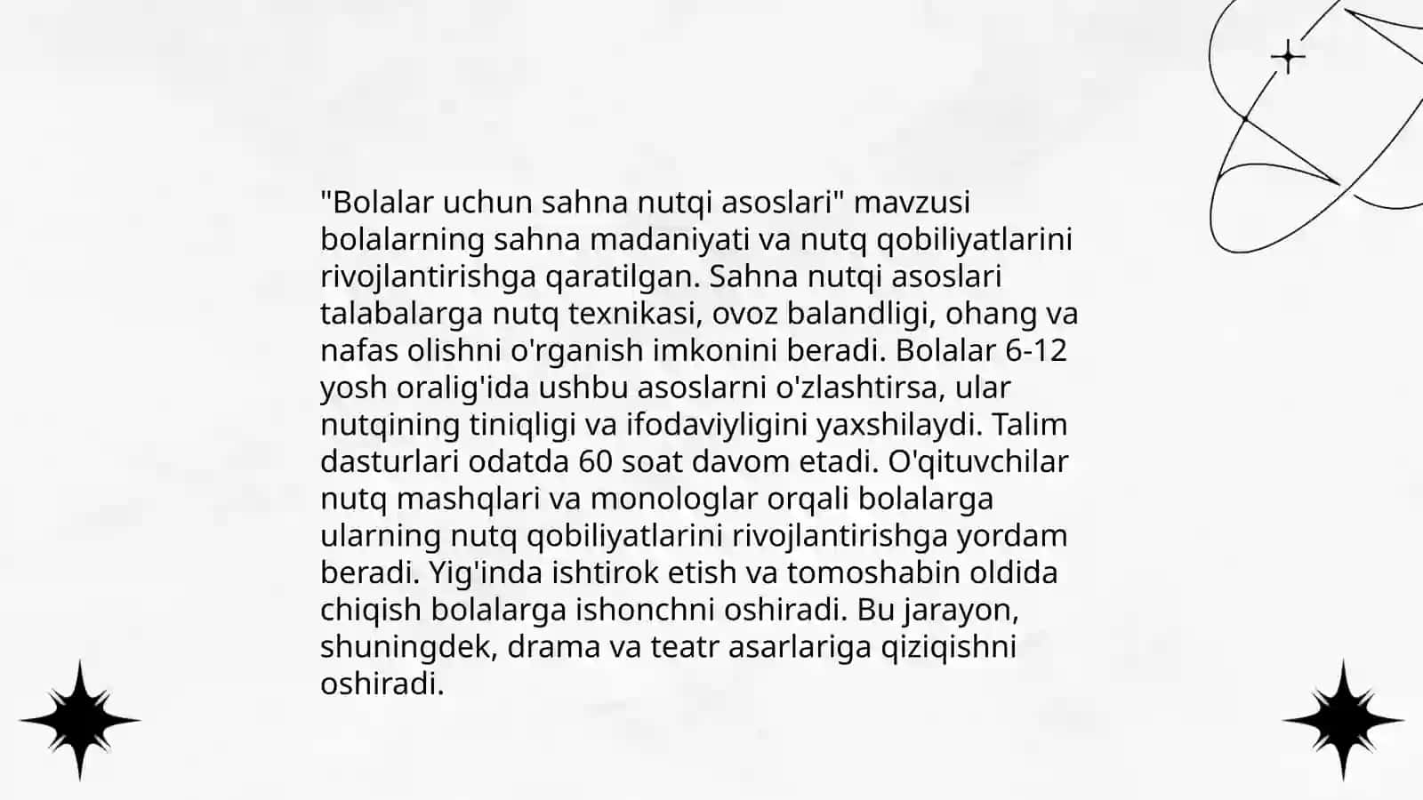 Bolalarni sahnalashtirish va ijodiy faoliyatga oʻrgatish fanidan slayd tayyorlash 4