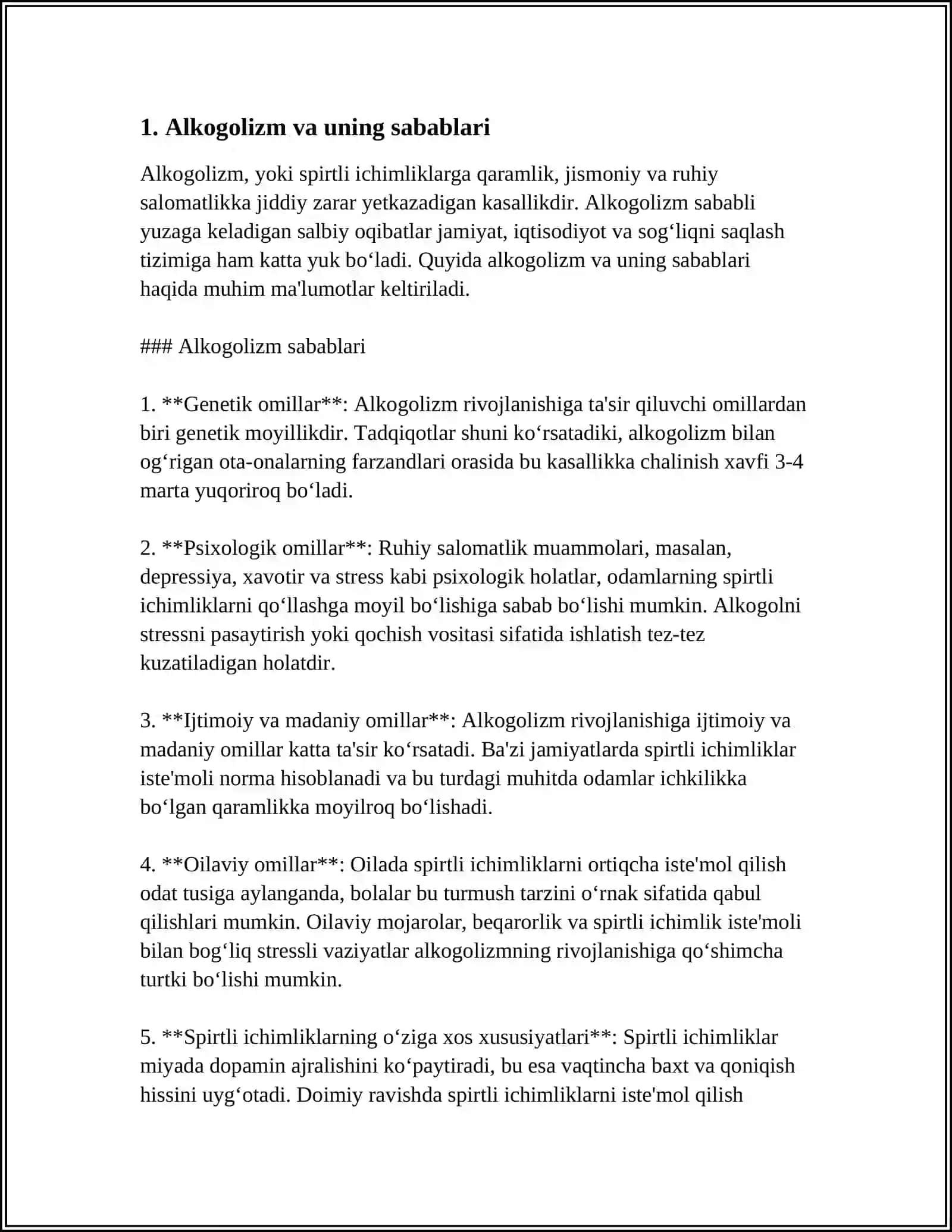 ALKOGOLIZM VA UNING ASORATLARI.ALKOGOLIZMNING HOMILAGA TAʼSIRI 4