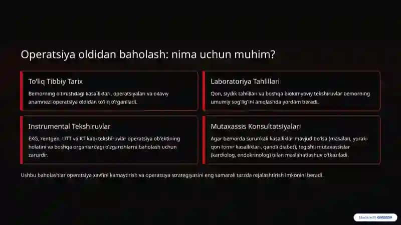 Bemorni Xirurgik Operatsiyaga Tayyorlash: Ko'rsatmalar va Qarshi Ko'rsatmalar 4