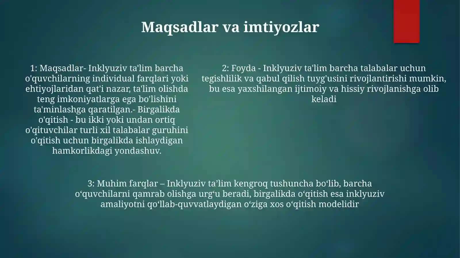 Inklyuziv Va Birgalikda O'Qitish: Ularning Asosiy Farqlarini Asoslash 4