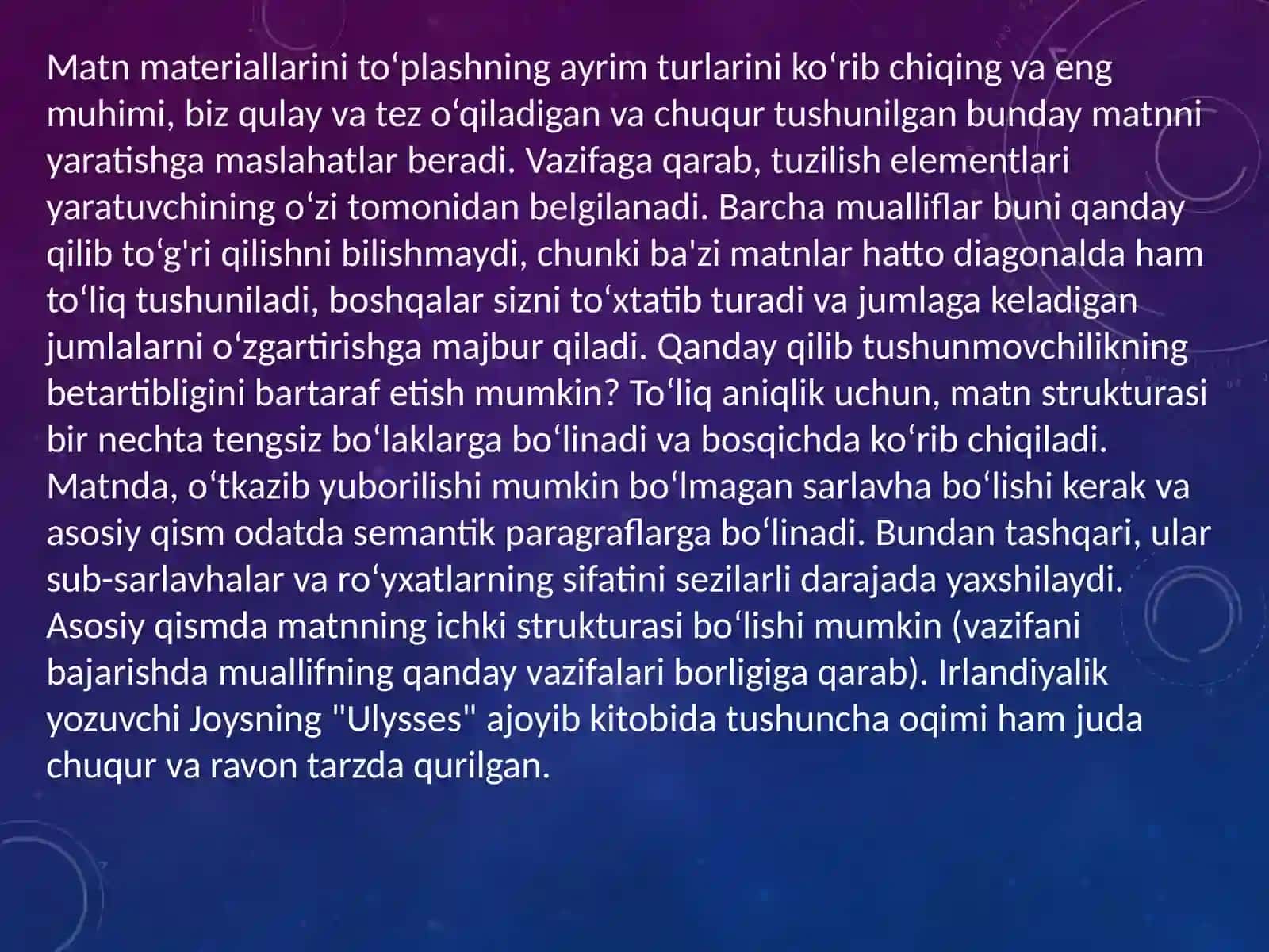 Ixtisoslikka oid matnlar ustida ishlash 4