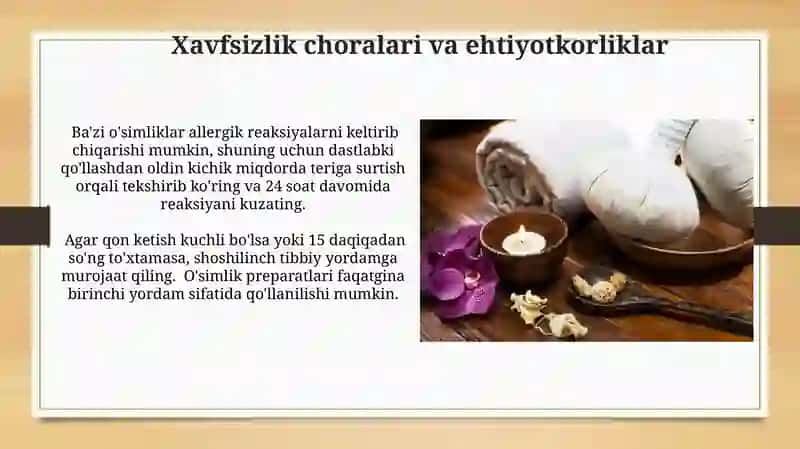 Qon oqishini to'xtatuvchi dorivor o'simliklardan yig'malar tayyorlash 4