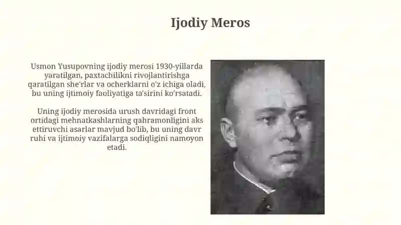 Usmon Yusupovning hayoti va faoliyati 4
