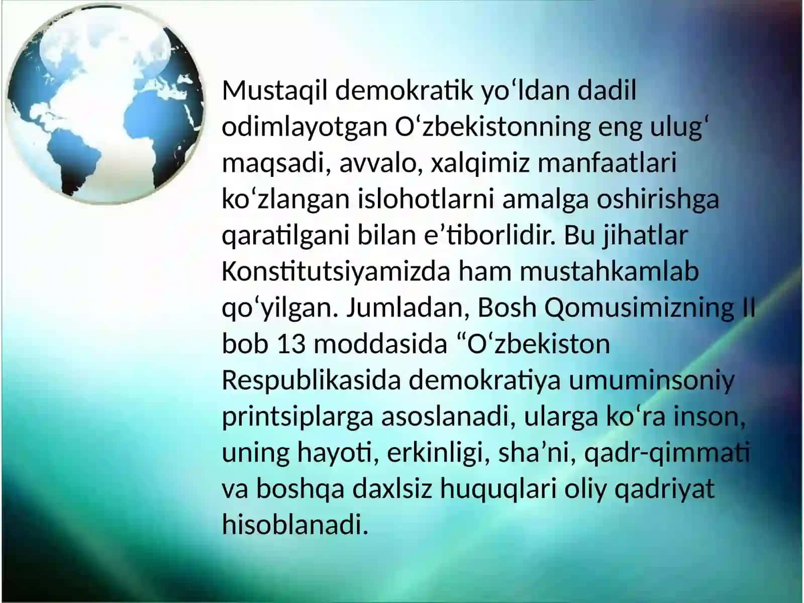 ÒZBEKISTONDA INSON HUQUQLARI VA ERKINLIKLARI KAFOLATINING YARATILISHI MASALASIDA INTERNET SAYTLARIDAN MA'LUMOT TÒPLASH 4