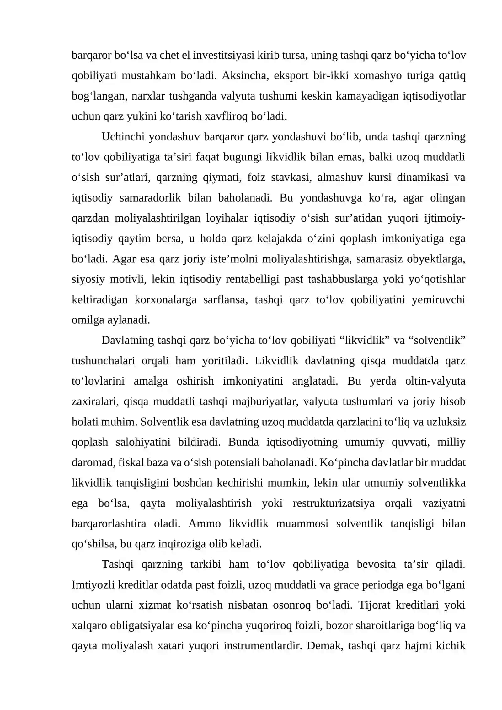 Davlatning tashqi qarz bo‘yicha to‘lov qobiliyati 4
