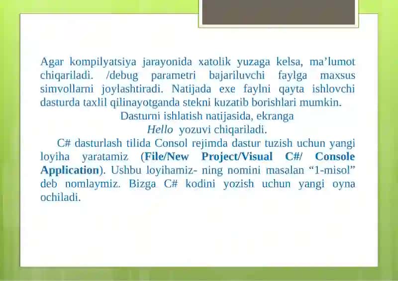 C# TILIGA KIRISH 4