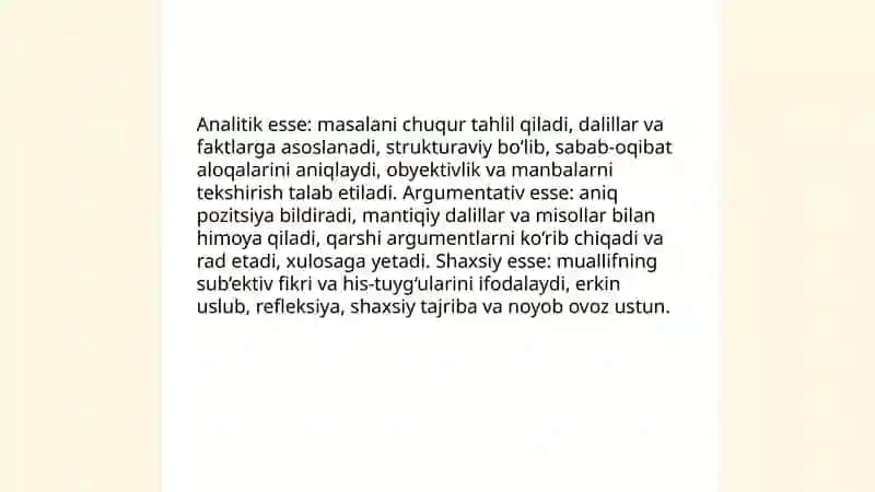 Esse janri va uning xususiyatlari 4