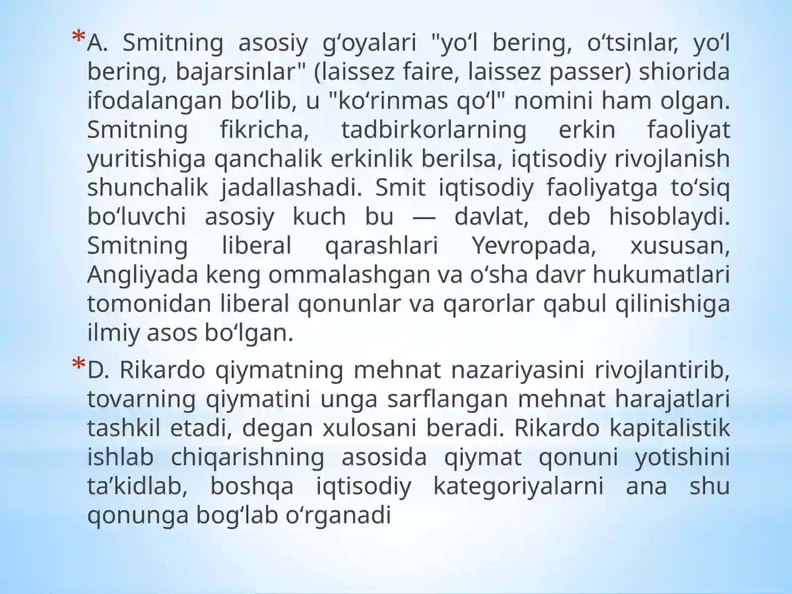 Klassik iqtisodiy maktabga muqobil g‘oyalarning mohiyati ALIYEV SHUKURULLO 4