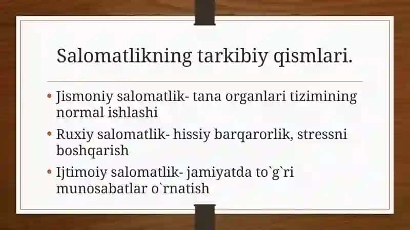 Salomatlikning biologik va ijtimoiy omillari 4