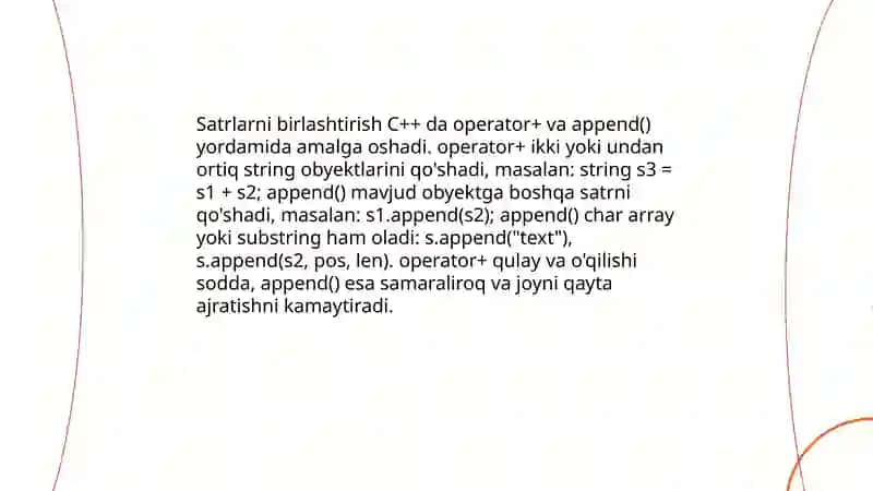 C++ string kutubxonasi va unga oid misollat 4