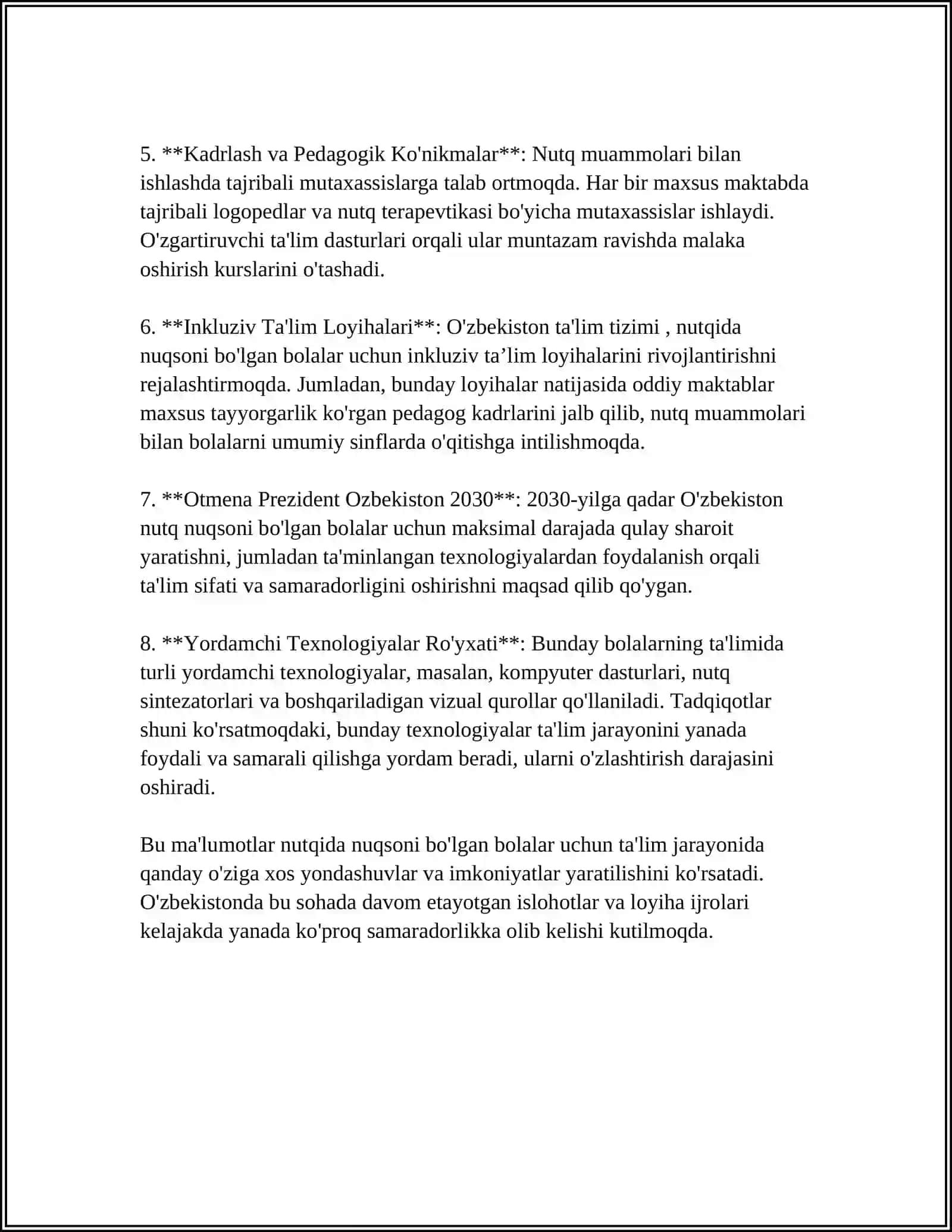 NUTQIDA NUQSONI BO'LGAN MAKTAB TA LIMIGA TAYYORLIGINI EKSPERIMENTAL TEKSHIRISH VA TAHLIL ETISH. STEAM TA LIM TEXNOLOGIYASINI MAKTABGACHA TALIMDA QOLLASH BO`YICHA XORIJIY TAJRIBA INTEGRATSION MASHG ULOTLARNI TASHKIL ETISH 4