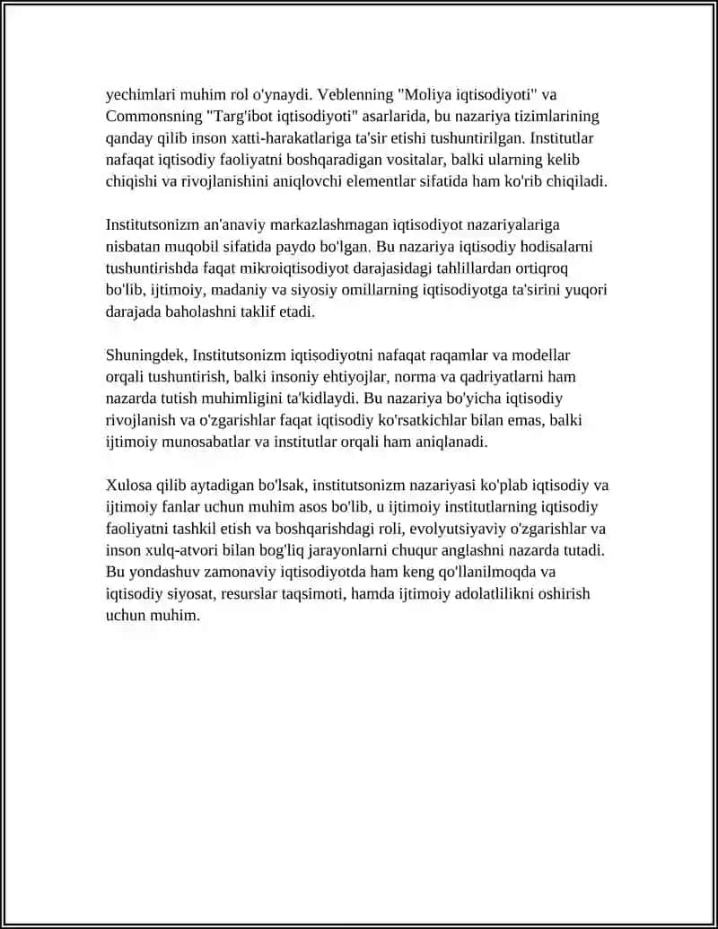 INSTITUTSIONALIZMNING METODOLOGIK ASOSLARI VA INSTITUTSIONAL TAHLILDA BOSHLANG‘ICH NUQTA MASALASI 4