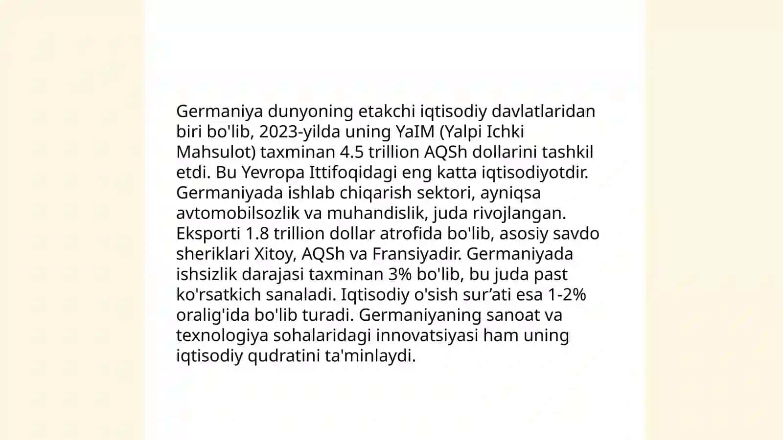 Yevropaning eng rivojlangan davlatlari iqtisodiyoti 4