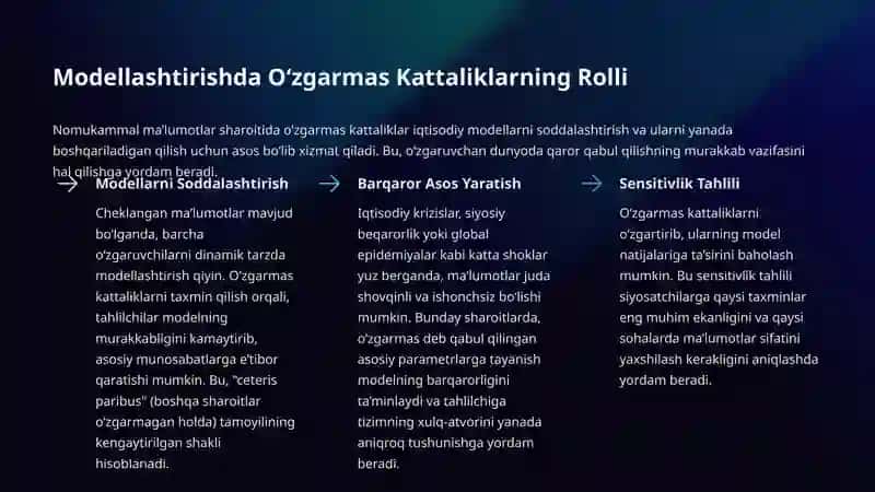 O‘zgarmas Kattaliklar va Nomukammal Ma’lumotlar: Iqtisodiyot Tahlili 4