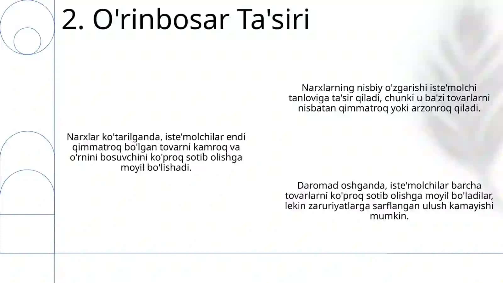 Narx va daromadlar o’zgarishining iste’molchi tanloviga ta’siri 4