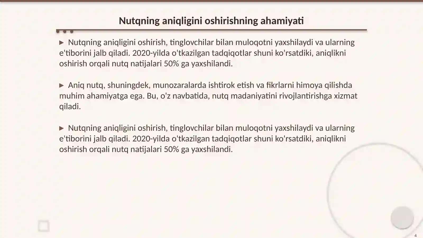 Nutq madaniyati fanidan 4