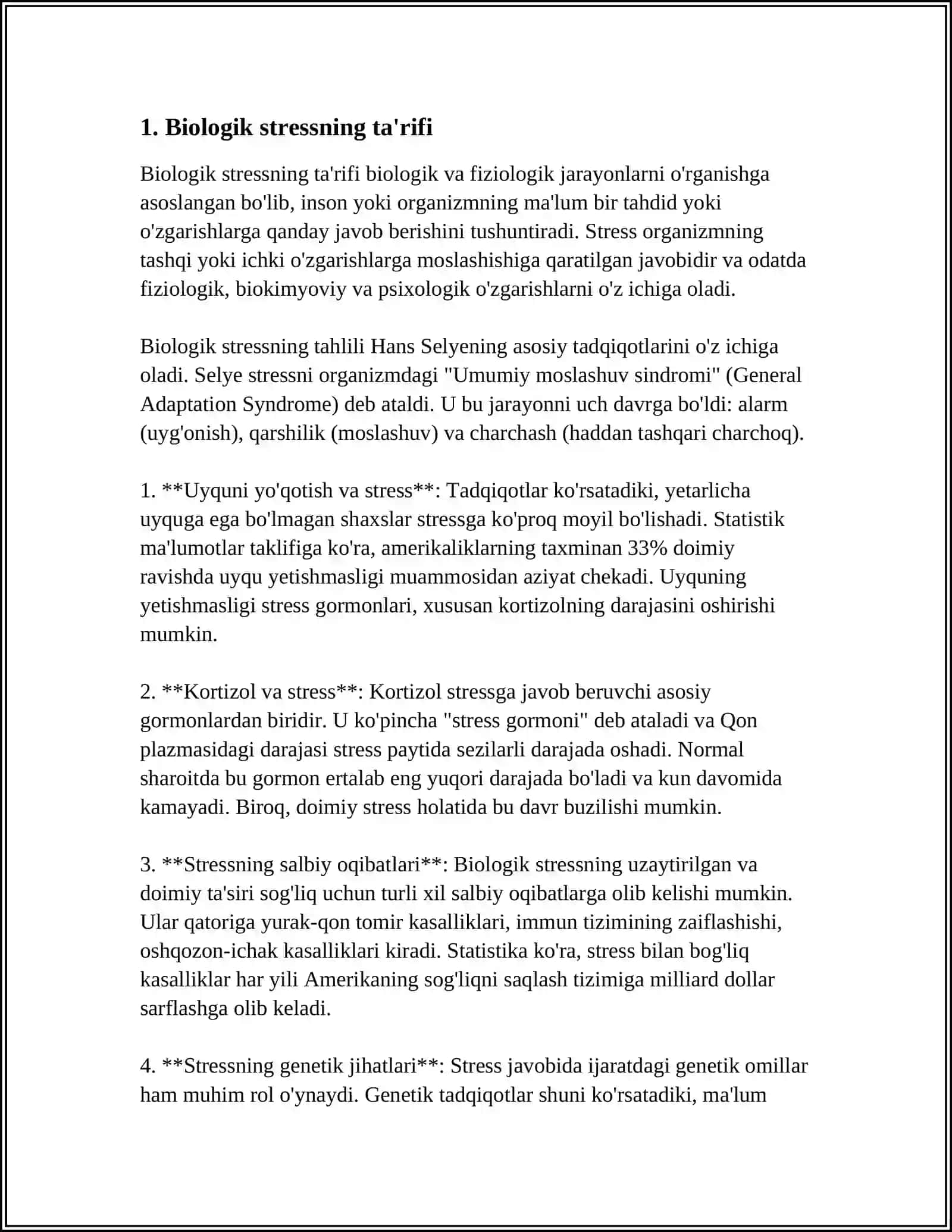 STRESS VA BUZILISHLARNING ALOQASI BIOLOGIK STRESS 4
