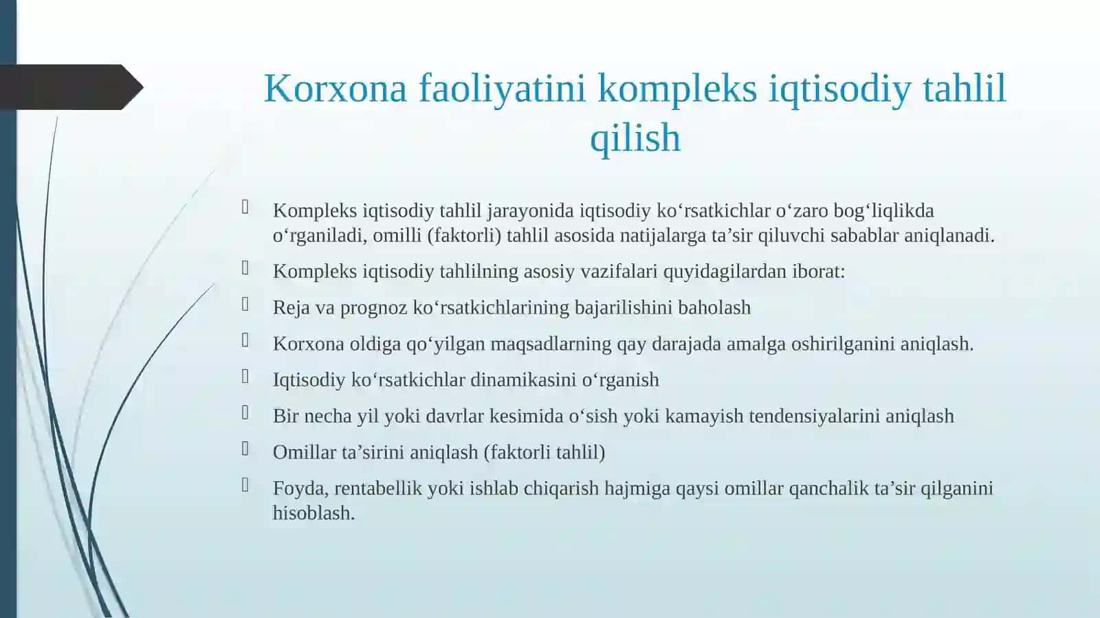 Korxona faoliyatini kompleks iqtisodiy tahlil qilish 4