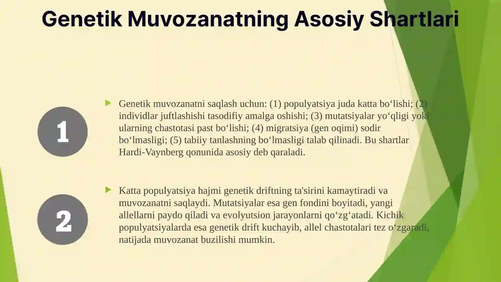 Genetik muvozanat tushunchasi 4