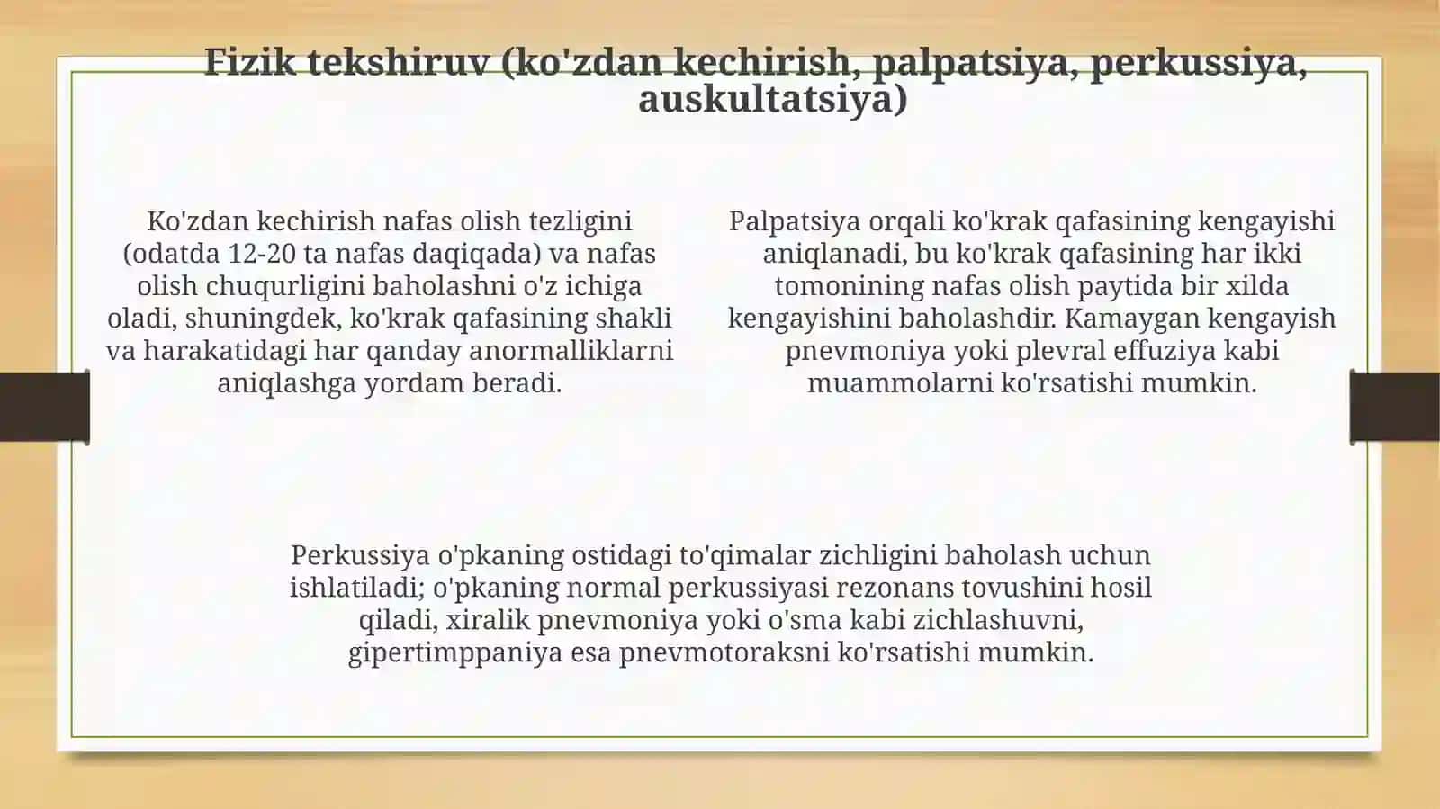 Nafas olish kasalliklarini tekshirish usullari 4