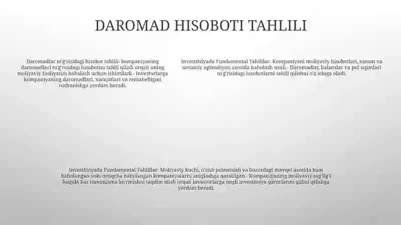 Investitsiyada Fundamental Tahlillar 4