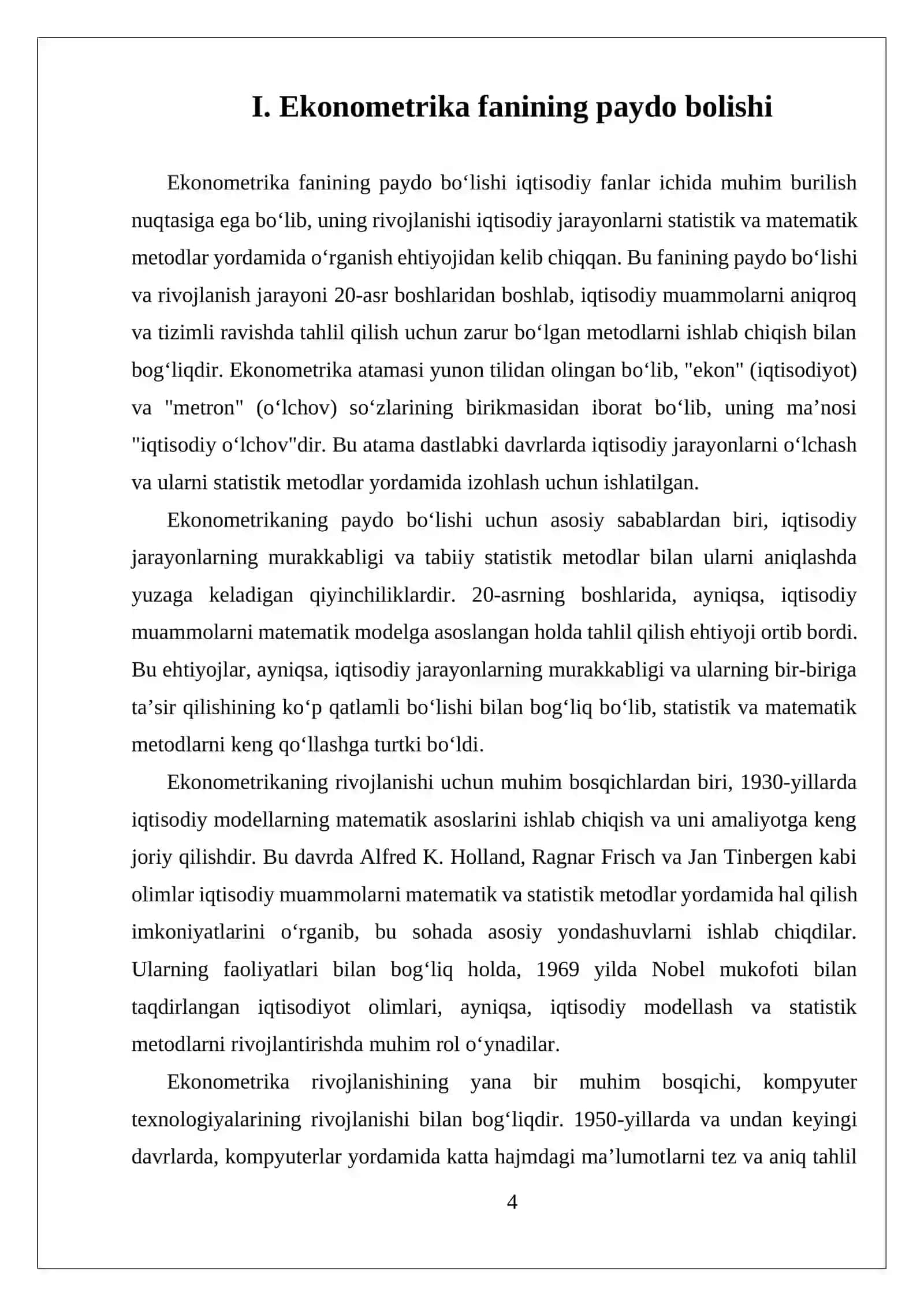EKONOMETRIKA FANINING PAYDO BOLISHI VA RIVOJLANISHI 4