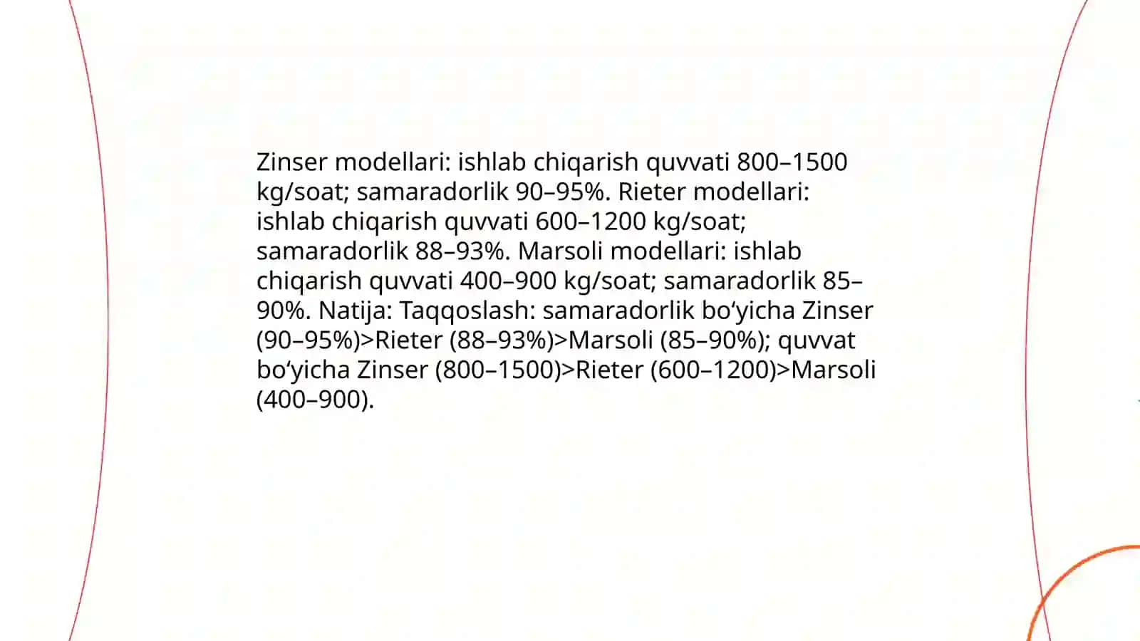Zinser, Rieter va Marsoli piliklash mashinalar qiyosiy taxlili 4